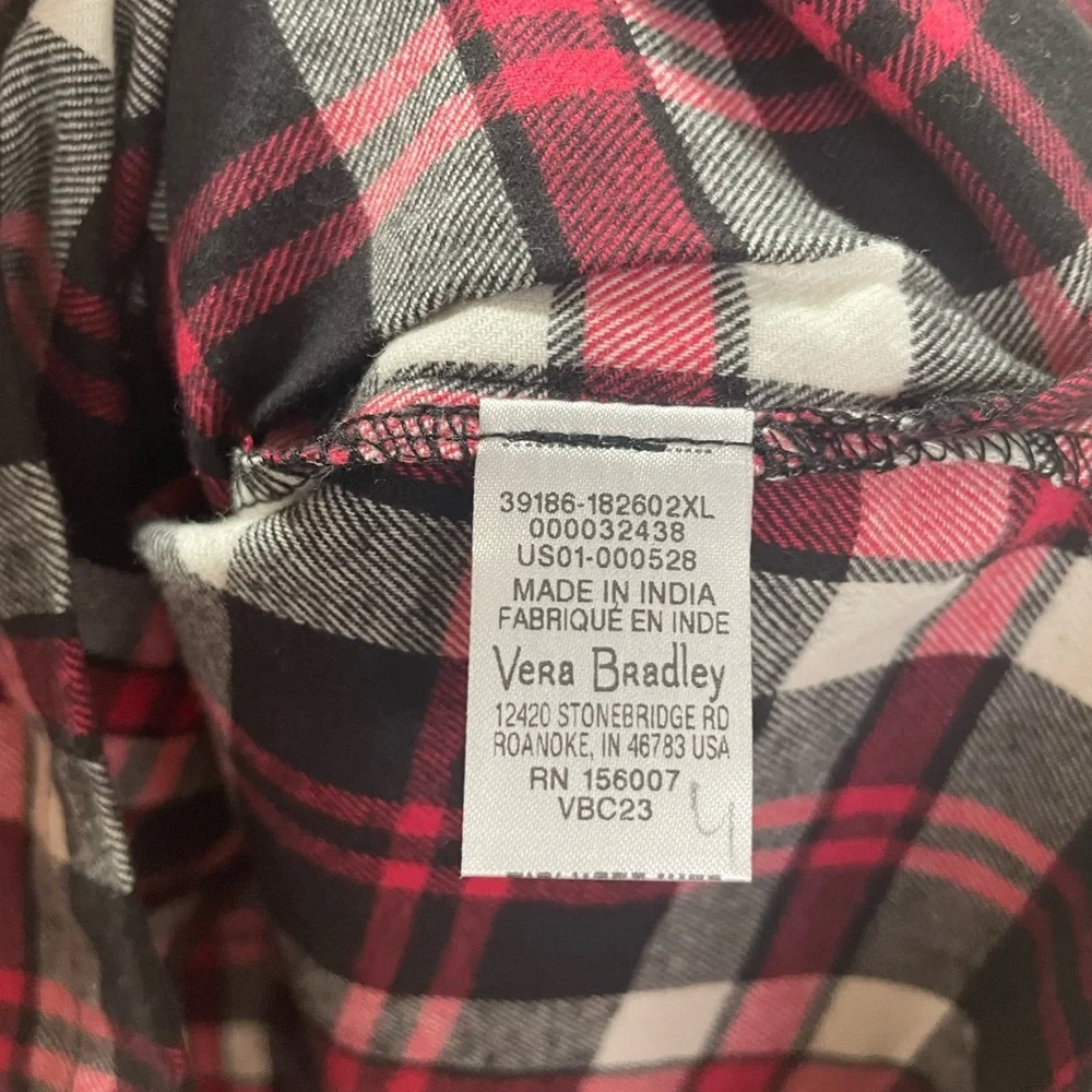 Vera Bradley Button Up Flannel Cotton Pajama‎ Top Plus Size 2x NWT
